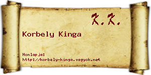 Korbely Kinga névjegykártya